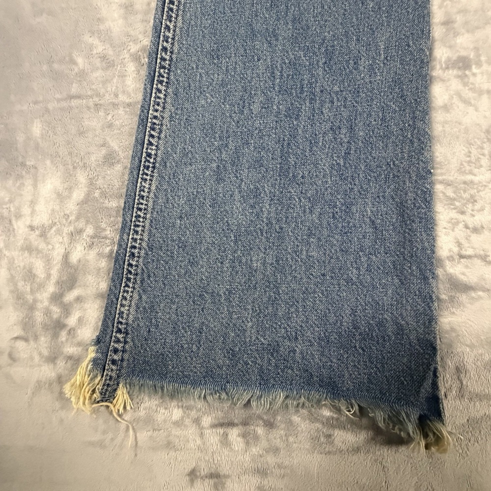Free People Izzy Flare Jeans Women's 29 Blue Denim Flat Back Raw Distressed Hem - Picture 3 of 16